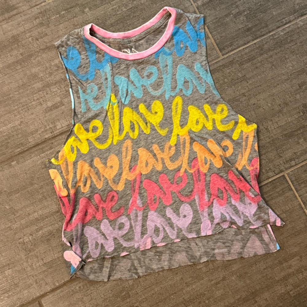 Chaser Gray Tank Top with Rainbow 'Love' Script